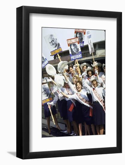 Goldwater Girls Wearing Sashes and Waving Signs Prior to Republican National Convention-John Dominis-Framed Photographic Print