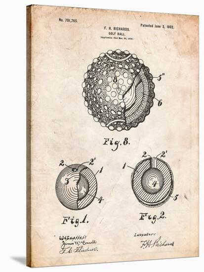 Golf Ball 1902 Patent-Cole Borders-Stretched Canvas