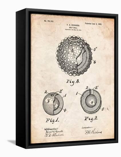 Golf Ball 1902 Patent-Cole Borders-Framed Stretched Canvas