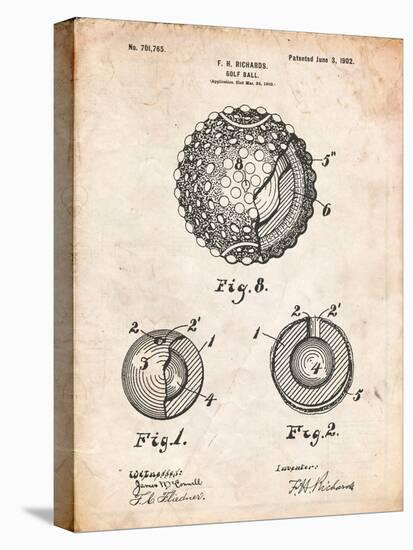 Golf Ball 1902 Patent-Cole Borders-Stretched Canvas