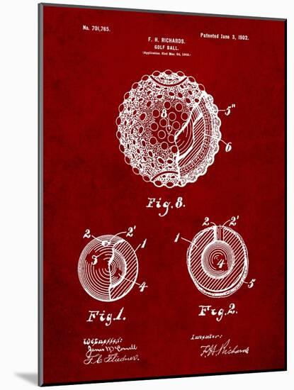 Golf Ball 1902 Patent-Cole Borders-Mounted Art Print