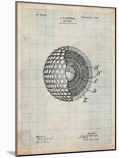 Golf Ball 1902 Patent-Cole Borders-Mounted Art Print