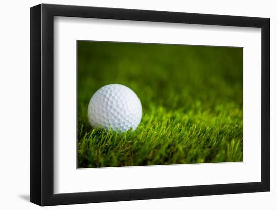 Golf Ball on Green Grass-jannoon028-Framed Photographic Print