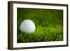 Golf Ball on Green Grass-jannoon028-Framed Photographic Print