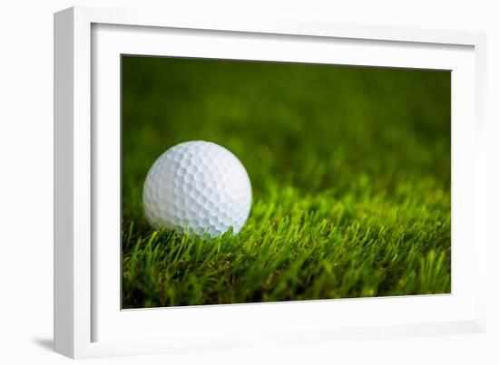 Golf Ball on Green Grass-jannoon028-Framed Photographic Print