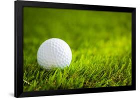 Golf Ball on Green Grass-jannoon028-Framed Photographic Print