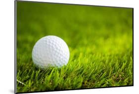 Golf Ball on Green Grass-jannoon028-Mounted Photographic Print