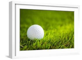 Golf Ball on Green Grass-jannoon028-Framed Photographic Print