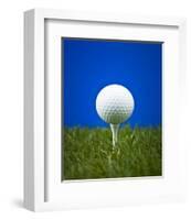 Golf Ball on Tee Blue Back-null-Framed Art Print