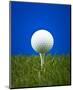 Golf Ball on Tee Blue Back-null-Mounted Art Print