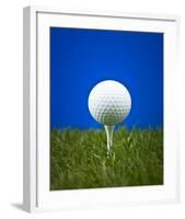 Golf Ball on Tee Blue Back-null-Framed Art Print