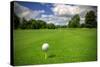 Golf Ball on Tee in a Beautiful Golf Club-Patryk Kosmider-Stretched Canvas