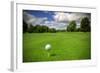 Golf Ball on Tee in a Beautiful Golf Club-Patryk Kosmider-Framed Photographic Print