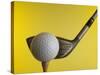 Golf Ball on Tee with Club-null-Stretched Canvas