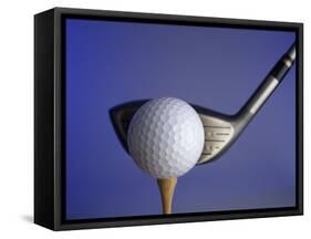 Golf Ball on Tee with Club-null-Framed Stretched Canvas