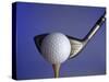 Golf Ball on Tee with Club-null-Stretched Canvas