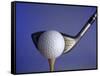 Golf Ball on Tee with Club-null-Framed Stretched Canvas