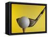 Golf Ball on Tee with Club-null-Framed Stretched Canvas