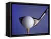 Golf Ball on Tee with Club-null-Framed Stretched Canvas