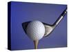 Golf Ball on Tee with Club-null-Stretched Canvas