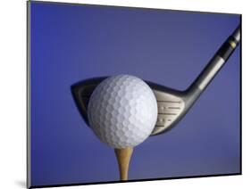Golf Ball on Tee with Club-null-Mounted Photographic Print