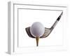 Golf Ball on Tee with Club-null-Framed Photographic Print