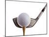 Golf Ball on Tee with Club-null-Mounted Photographic Print