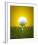 Golf Ball on Tee Yellow Back-null-Framed Art Print