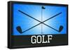 Golf Blue Sports Poster Print-null-Framed Poster