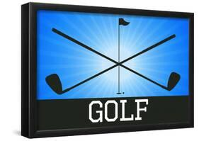 Golf Blue Sports Poster Print-null-Framed Poster