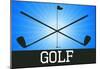 Golf Blue Sports Poster Print-null-Mounted Poster