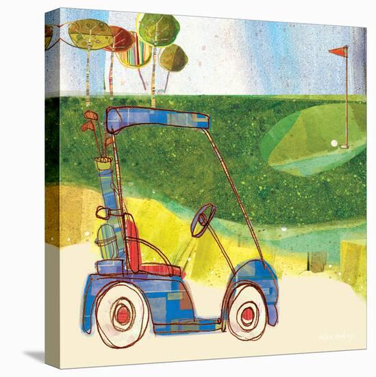 Golf Cart in Blue-Robbin Rawlings-Stretched Canvas