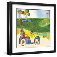 Golf Cart in Blue-Robbin Rawlings-Framed Art Print