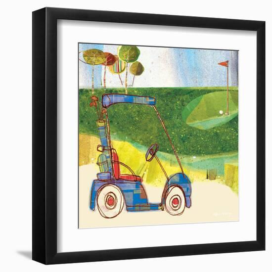 Golf Cart in Blue-Robbin Rawlings-Framed Art Print