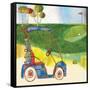 Golf Cart in Blue-Robbin Rawlings-Framed Stretched Canvas