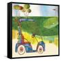 Golf Cart in Blue-Robbin Rawlings-Framed Stretched Canvas