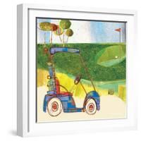 Golf Cart in Blue-Robbin Rawlings-Framed Art Print