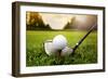 Golf Club and Ball in Grass-mikdam-Framed Photographic Print