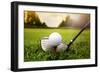 Golf Club and Ball in Grass-mikdam-Framed Photographic Print