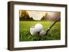 Golf Club and Ball in Grass-mikdam-Framed Photographic Print