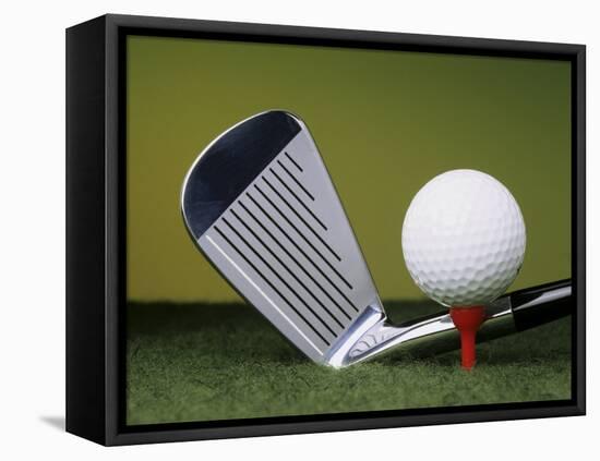 Golf Club and Ball on Tee-null-Framed Stretched Canvas
