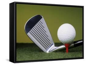 Golf Club and Ball on Tee-null-Framed Stretched Canvas