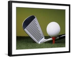 Golf Club and Ball on Tee-null-Framed Photographic Print