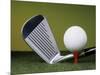 Golf Club and Ball on Tee-null-Mounted Photographic Print