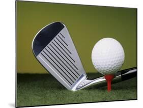 Golf Club and Ball on Tee-null-Mounted Photographic Print