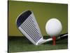 Golf Club and Ball on Tee-null-Stretched Canvas