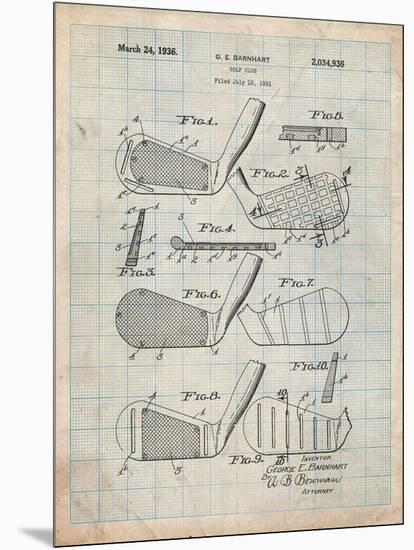 Golf Club, Club Head Patent-Cole Borders-Mounted Art Print