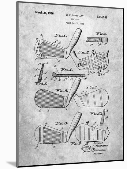 Golf Club, Club Head Patent-Cole Borders-Mounted Art Print