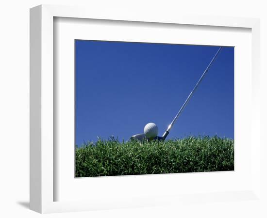 Golf Club Lined Up with Golf Ball on Tee-Mitch Diamond-Framed Photographic Print