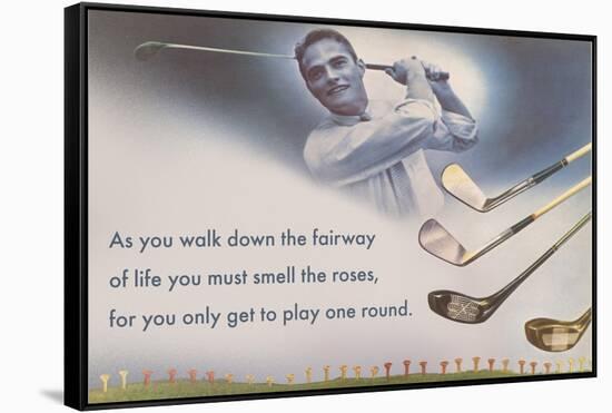 Golf Clubs and Adage-null-Framed Stretched Canvas